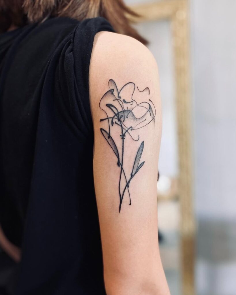 線條刺青 花