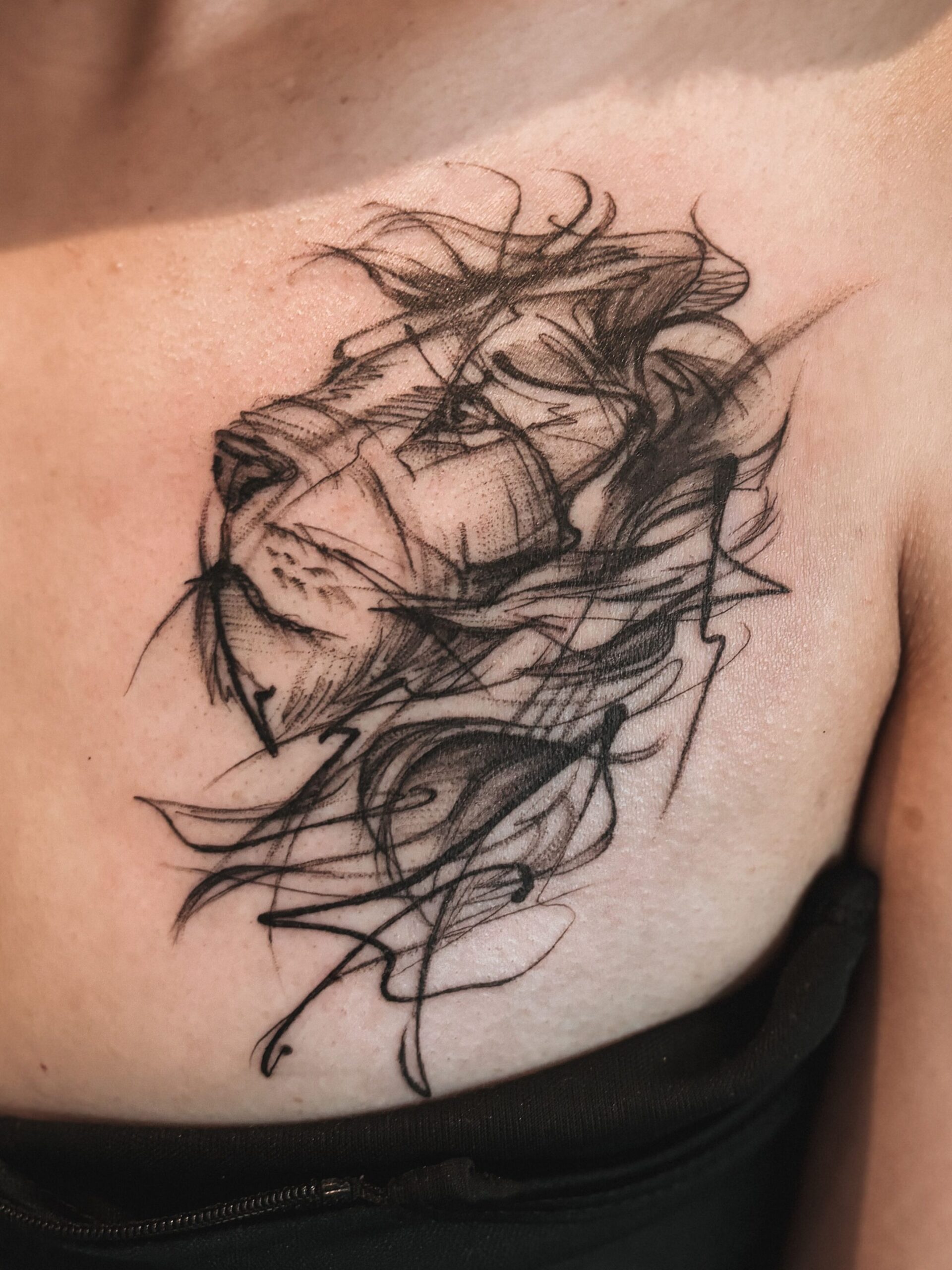 手繪素描刺青圖案、獅子刺青、台中刺青