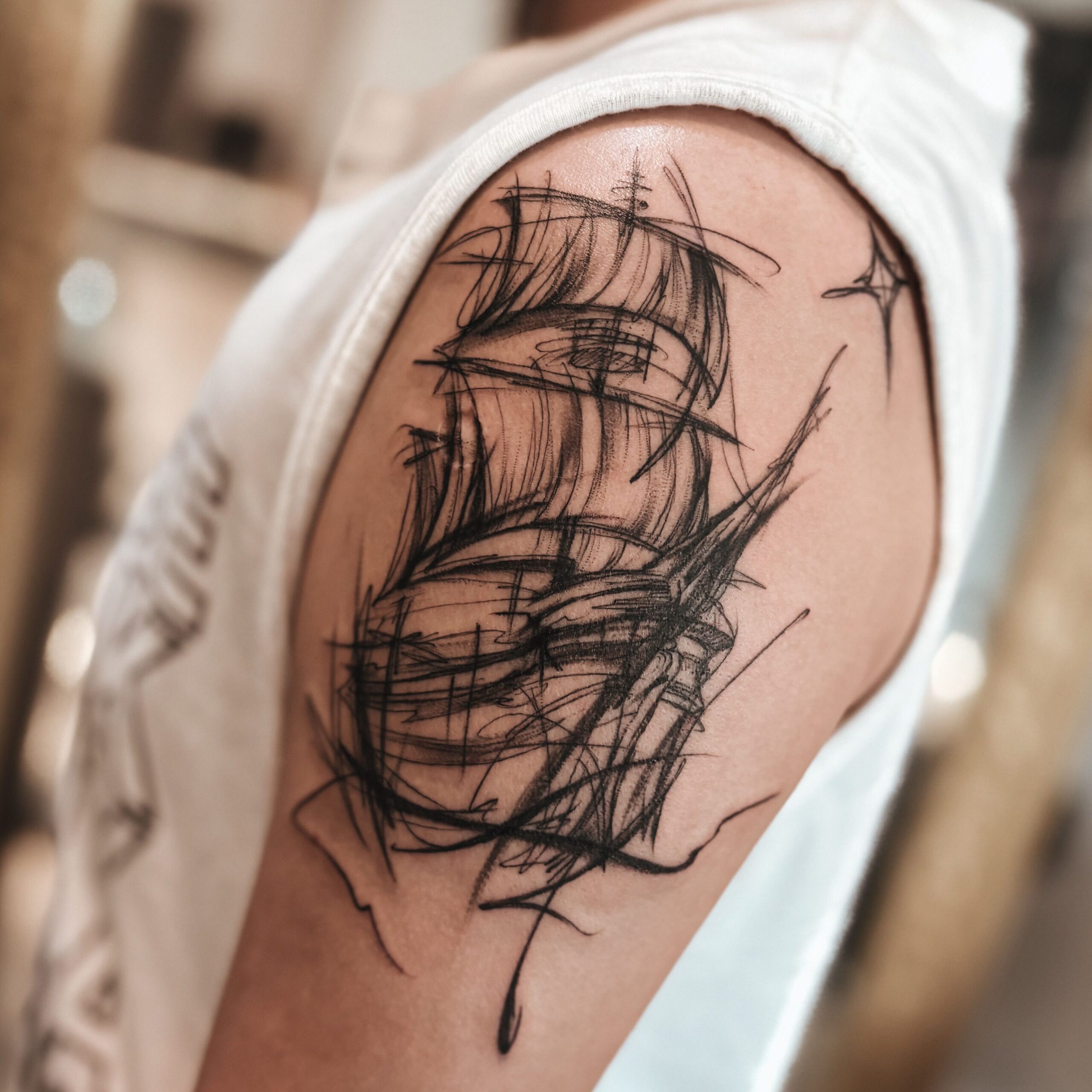帆船刺青 台中刺青 大船刺青圖案